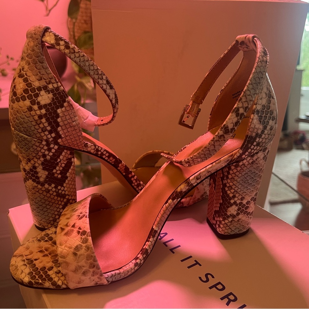 Call It Spring Snakeskin Block Heels